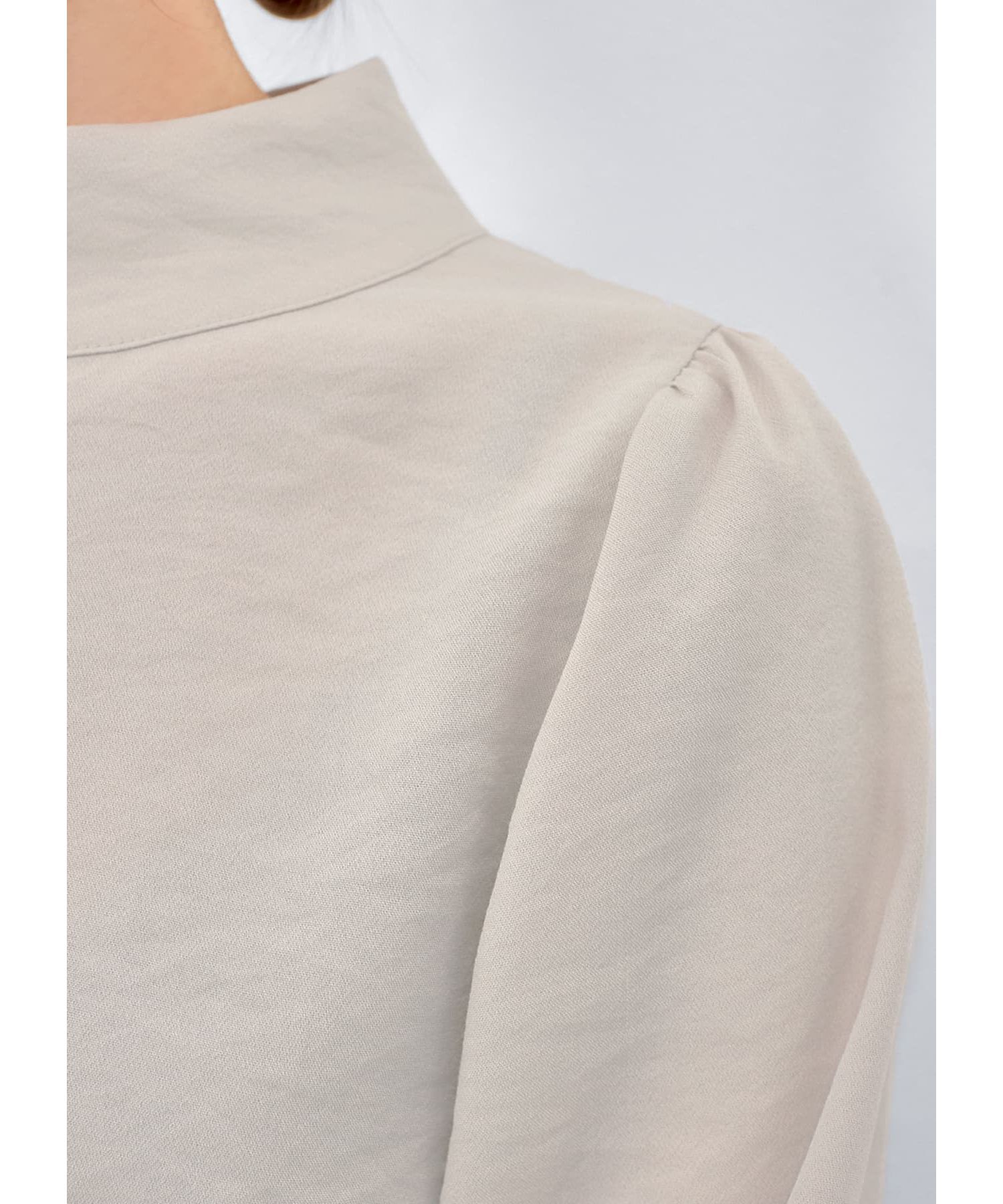 STYLE DELI「スタンドネック袖ギャザーブラウス」|シャツ・ブラウス|