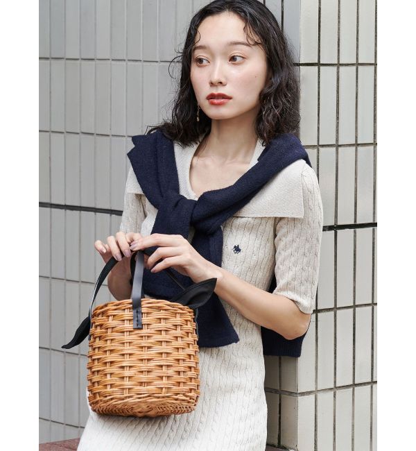 POLO BCSコラボ】カラーネックメランジケーブルニットワンピース