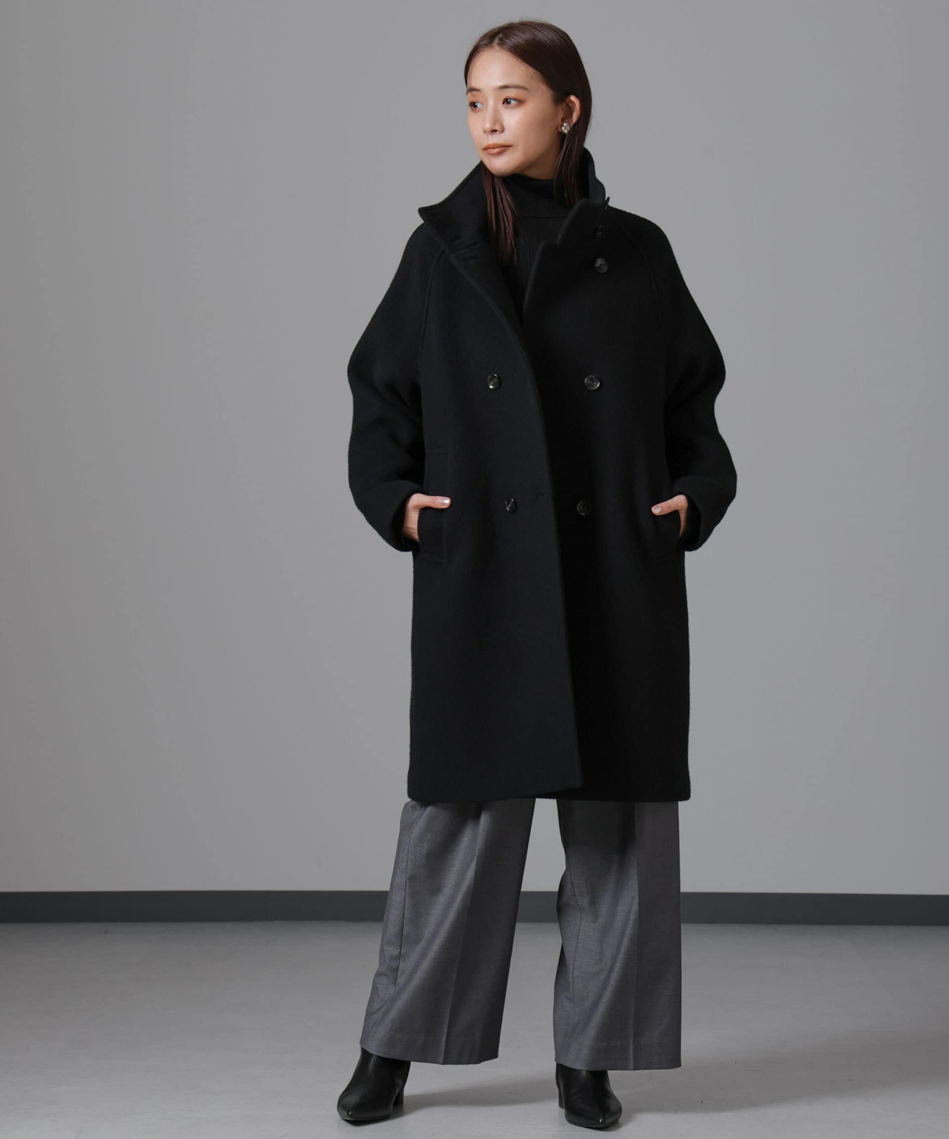 PECOLAMBウールカシミヤスタンドカラーコート（nano・universe