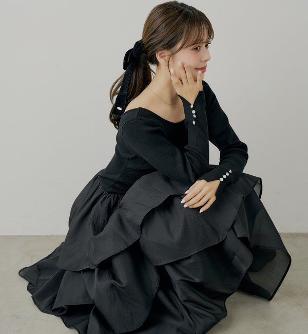 SALON by Chico】タックチュールドッキングロングワンピース｜ルミネの