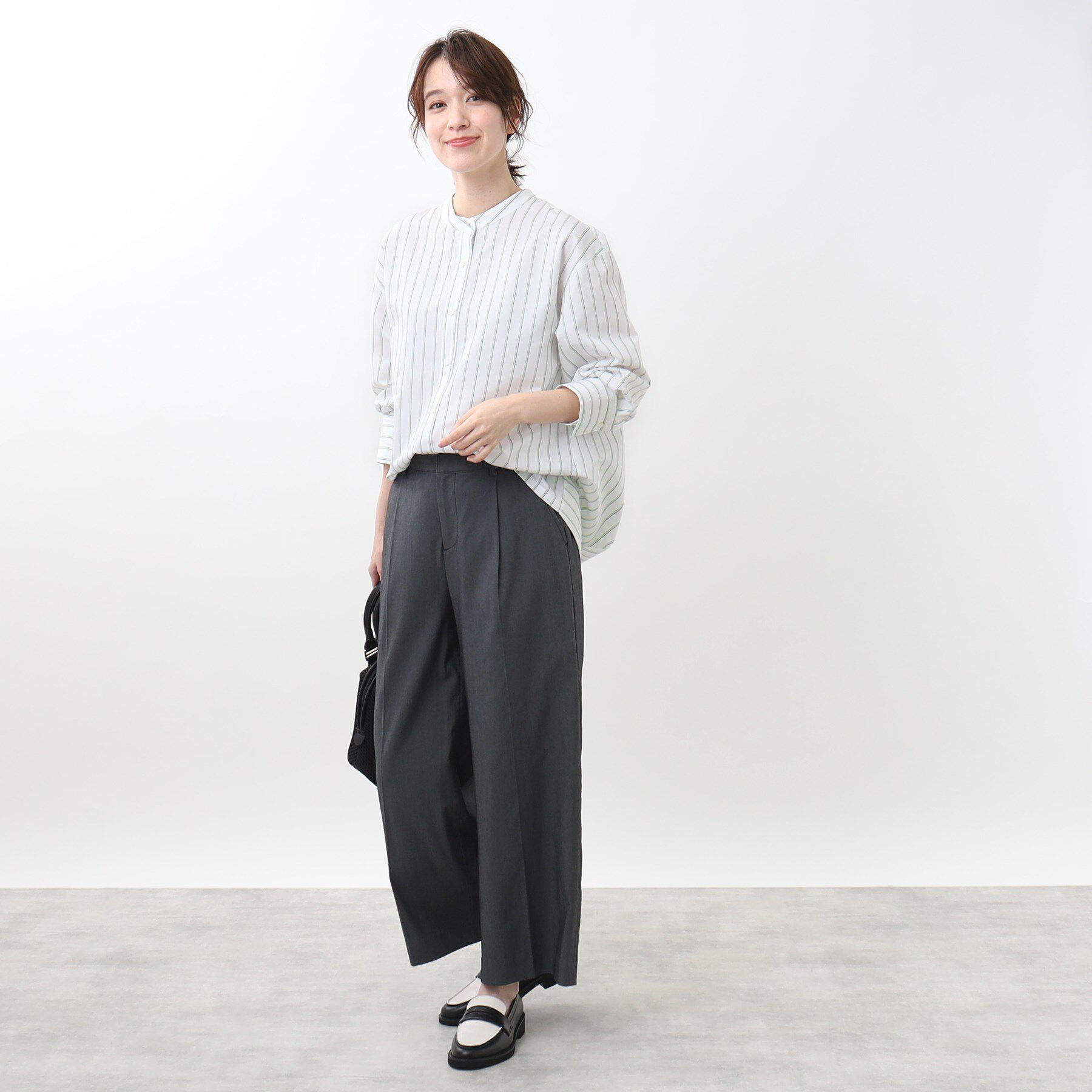 夏SALE／接触冷感／洗える】ストライプコクーンシルエットシャツ