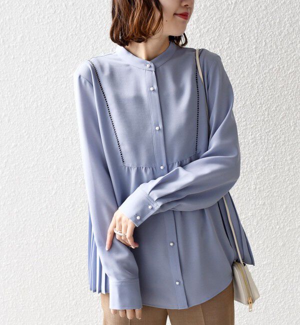 SHIPS for women「《一部追加予約》【WEB限定】〈手洗い可能〉ストレッチ ジョーゼット プリーツ ブラウス」|シャツ・ブラウス|