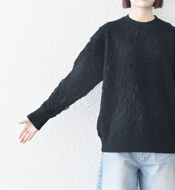 SHIPS any「【WEB限定】SHIPS any:〈手洗い可能〉ジャカード バンピー クルーネック プルオーバー」|ニット・セーター|