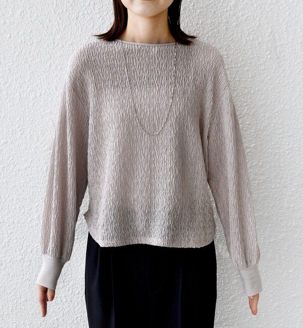 SHIPS for women「《予約》〈手洗い可能〉ランダム ブルーゼ 袖 タック プルオーバー」|Tシャツ・カットソー|