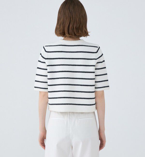 MACPHEE「モスライクステッチ ハーフスリーブジャケット」|ノーカラージャケット|