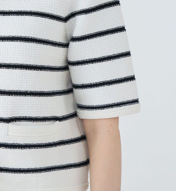 MACPHEE「モスライクステッチ ハーフスリーブジャケット」|ノーカラージャケット|