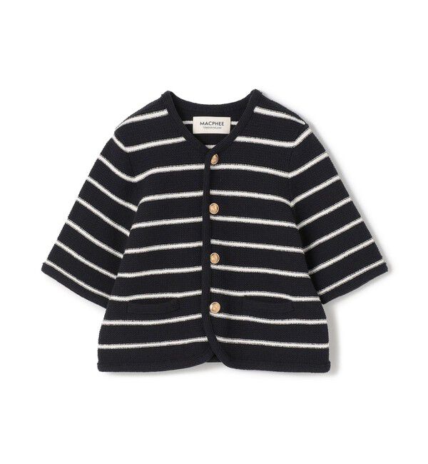 MACPHEE「モスライクステッチ ハーフスリーブジャケット」|ノーカラージャケット|68 ネイビー系