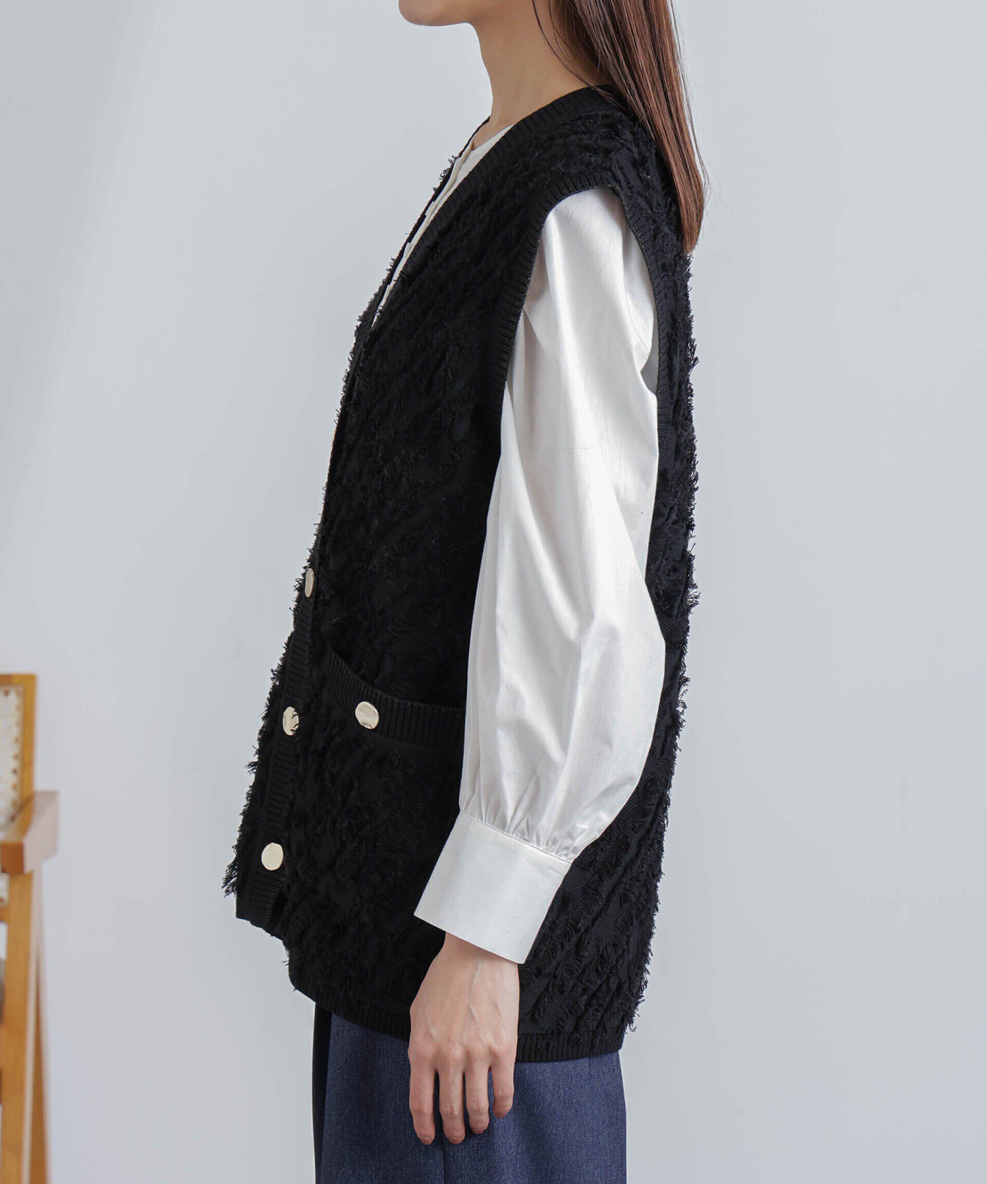 nano･universe「フリンジニットベスト(セットアップ可)」|ニット・セーター|