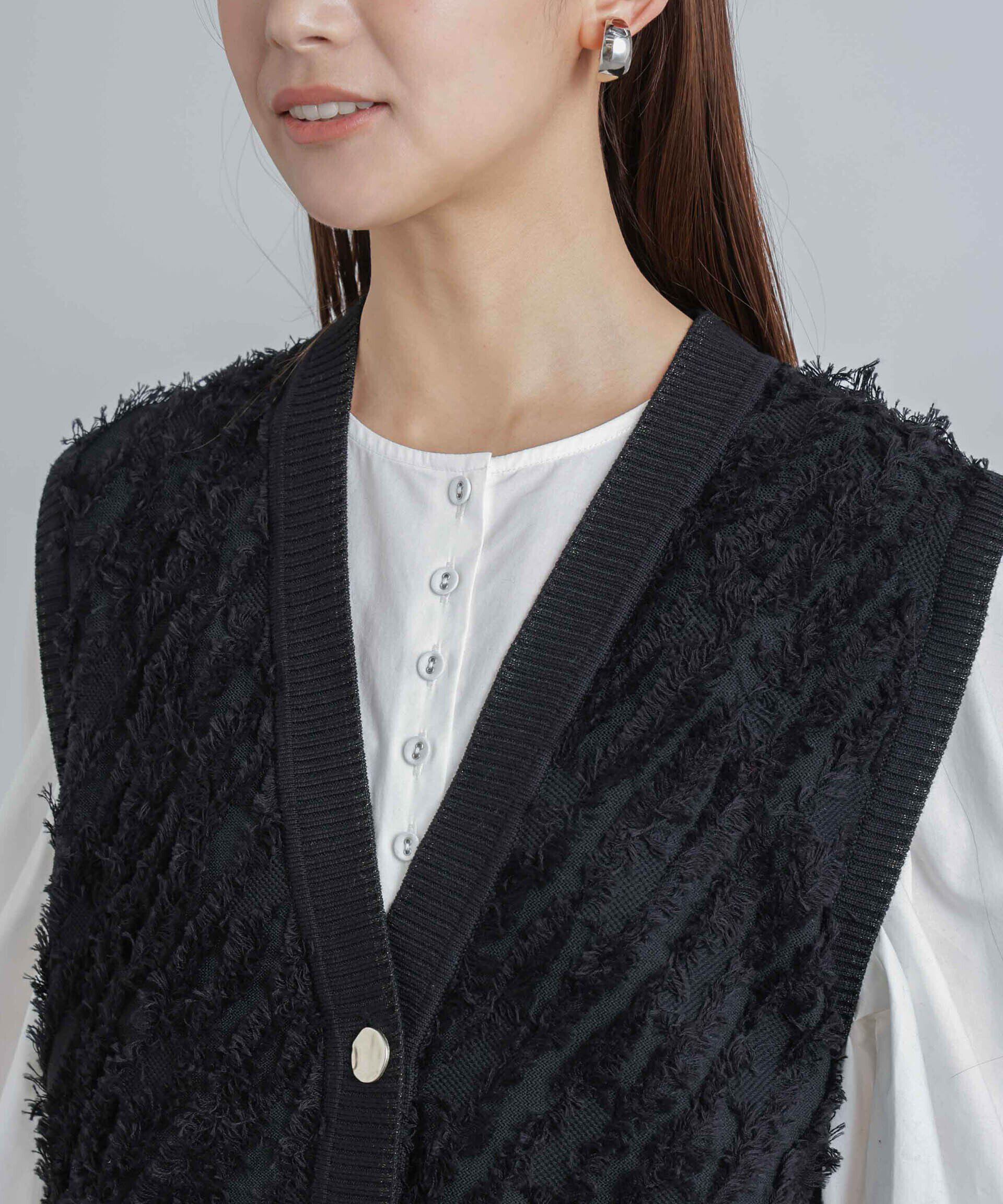 nano･universe「フリンジニットベスト(セットアップ可)」|ニット・セーター|