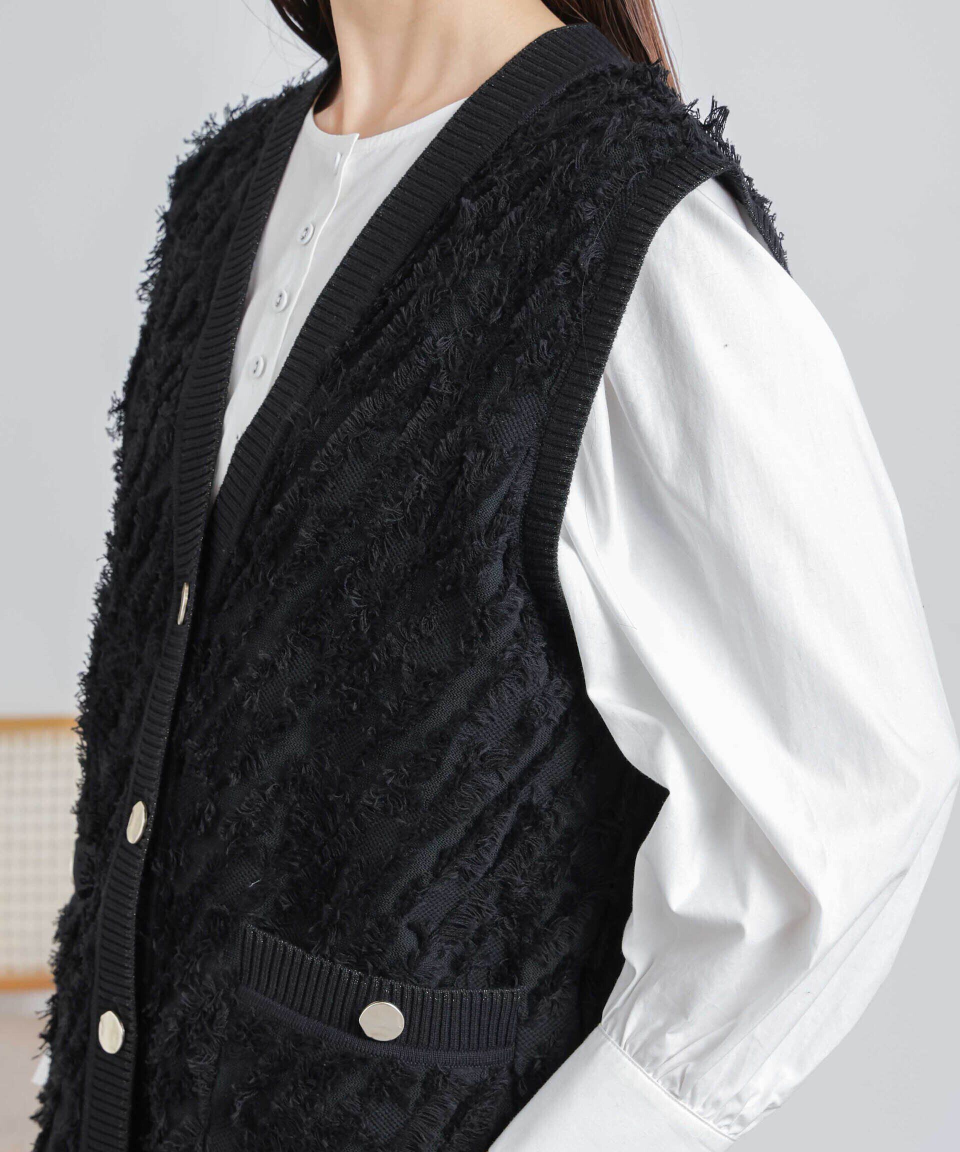 nano･universe「フリンジニットベスト(セットアップ可)」|ニット・セーター|