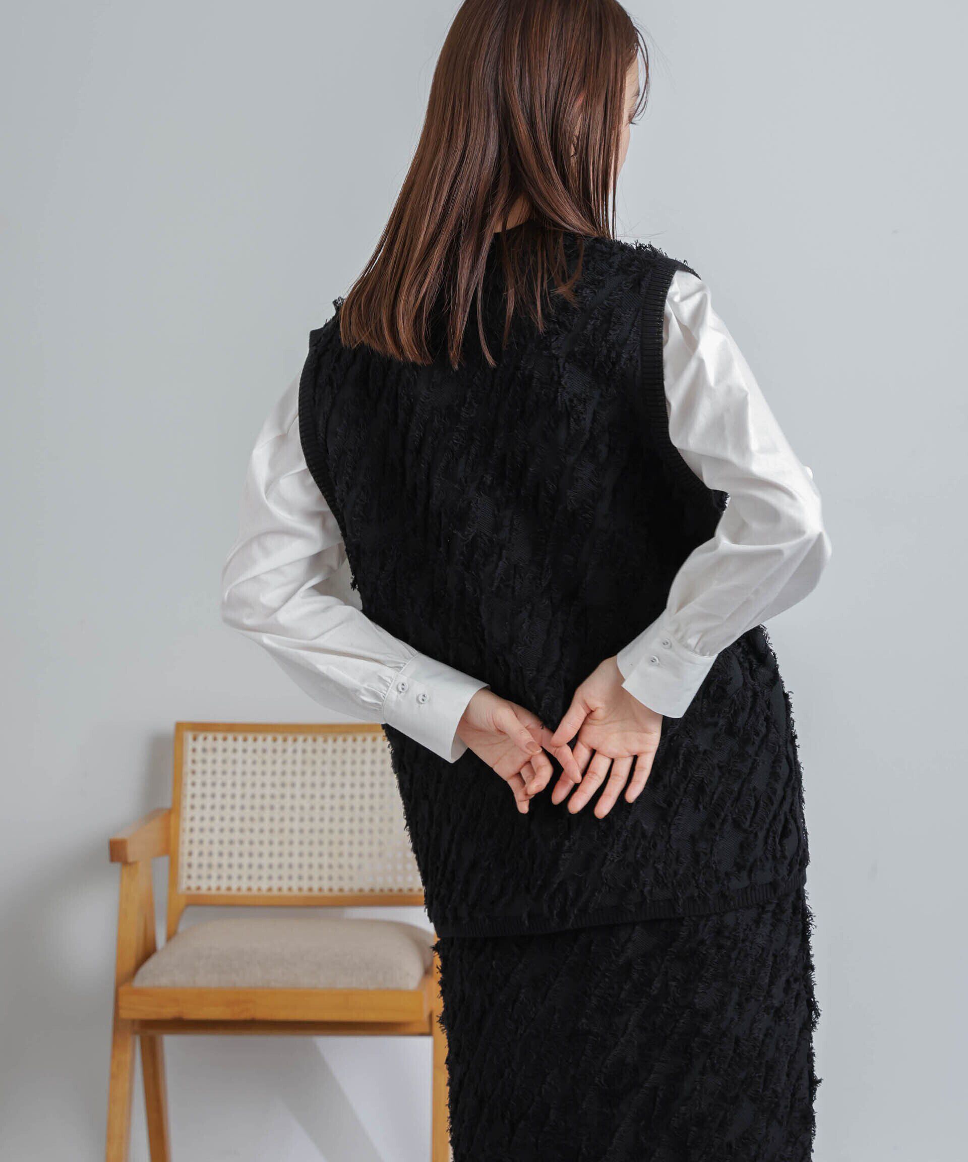 nano･universe「フリンジニットベスト(セットアップ可)」|ニット・セーター|