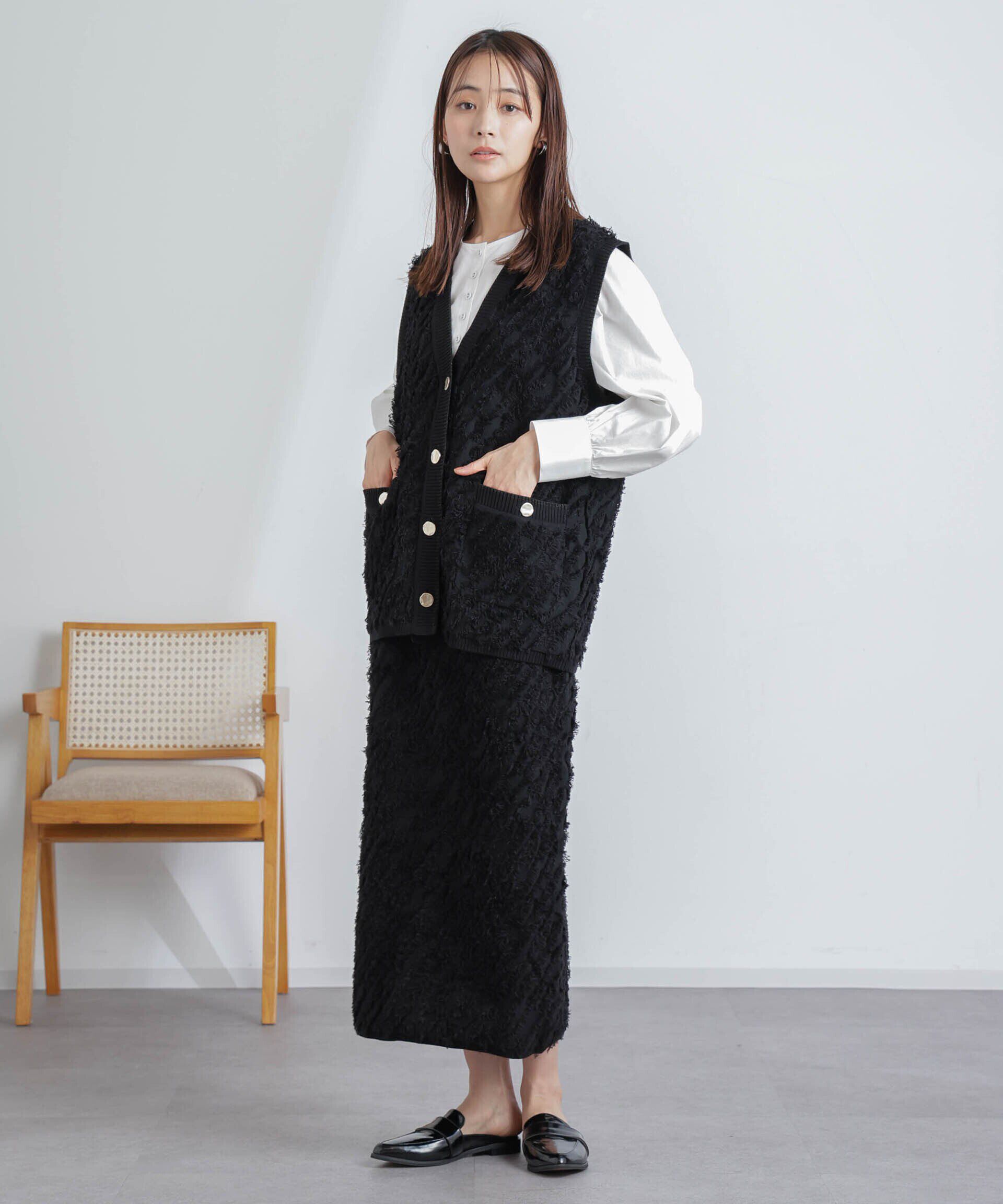 nano･universe「フリンジニットベスト(セットアップ可)」|ニット・セーター|