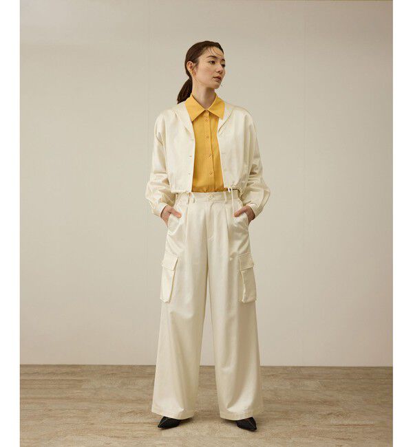 ROPE「【洗える】シャイニーサテンブラウス/セットアップ対応」|シャツ・ブラウス|