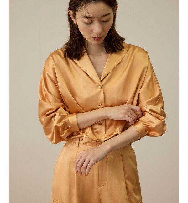 ROPE「【洗える】シャイニーサテンブラウス/セットアップ対応」|シャツ・ブラウス|