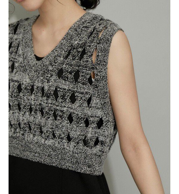 ADAM ET ROPE'「【WEB限定】・【定番人気】パターンニットジレコンビワンピース」|ワンピース|