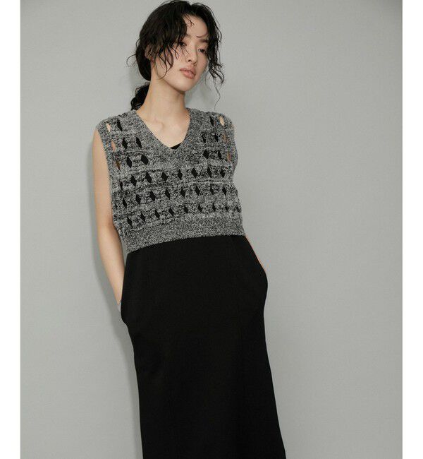 ADAM ET ROPE'「【WEB限定】・【定番人気】パターンニットジレコンビワンピース」|ワンピース|