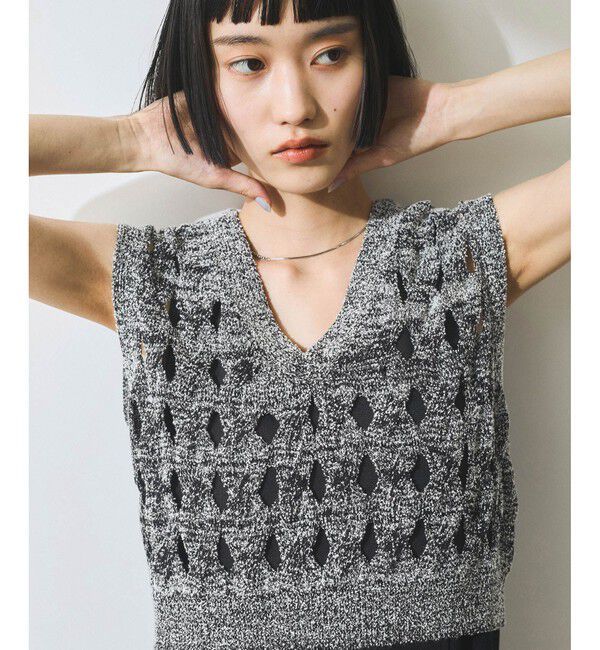 ADAM ET ROPE'「【WEB限定】・【定番人気】パターンニットジレコンビワンピース」|ワンピース|