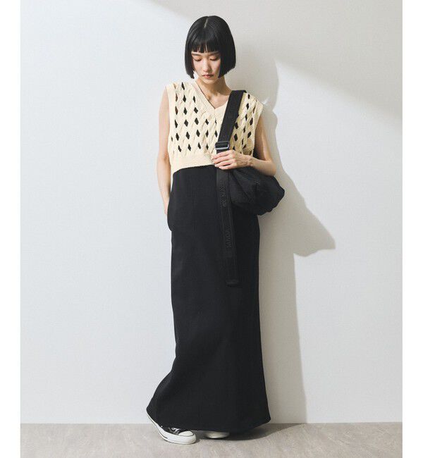 ADAM ET ROPE'「【WEB限定】・【定番人気】パターンニットジレコンビワンピース」|ワンピース|