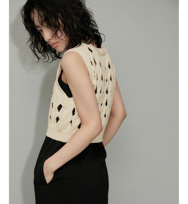 ADAM ET ROPE'「【WEB限定】・【定番人気】パターンニットジレコンビワンピース」|ワンピース|