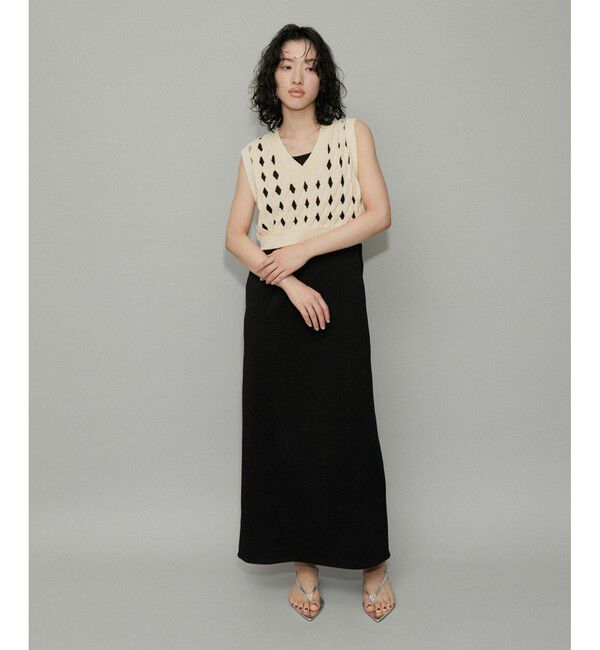 ADAM ET ROPE'「【WEB限定】・【定番人気】パターンニットジレコンビワンピース」|ワンピース|