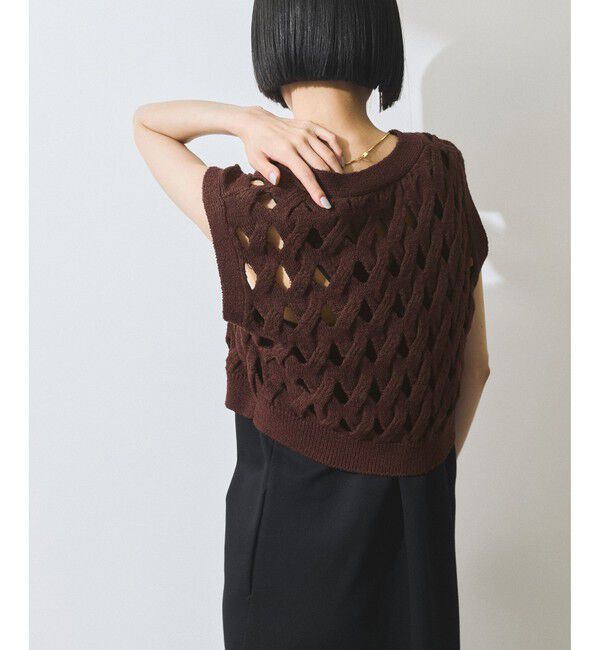 ADAM ET ROPE'「【WEB限定】・【定番人気】パターンニットジレコンビワンピース」|ワンピース|