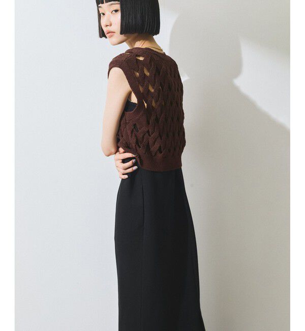 ADAM ET ROPE'「【WEB限定】・【定番人気】パターンニットジレコンビワンピース」|ワンピース|