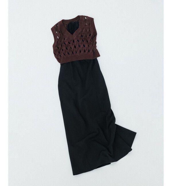 ADAM ET ROPE'「【WEB限定】・【定番人気】パターンニットジレコンビワンピース」|ワンピース|