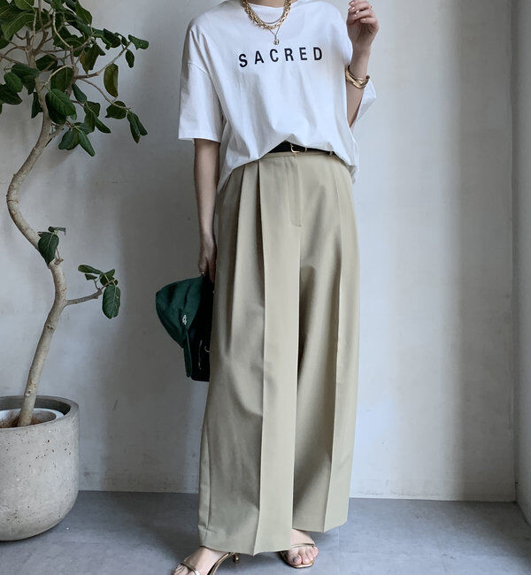  「【WEB限定】バックギャザーSACREDロゴTEE」|Tシャツ・カットソー|