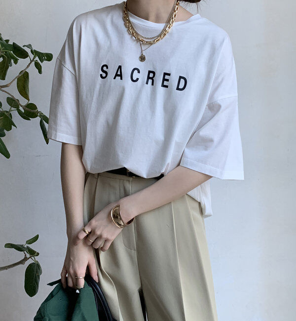  「【WEB限定】バックギャザーSACREDロゴTEE」|Tシャツ・カットソー|