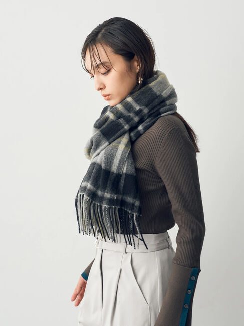 YECCA VECCA「ウォッシャブルウールチェックストール」|ストール|