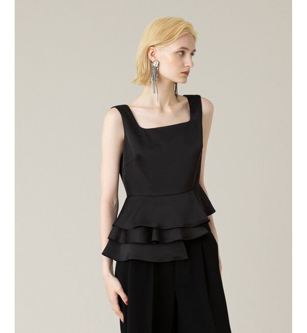 LOULOU WILLOUGHBY「【LOULOU WILLOUGHBY】サテンペプラムスクエアブラウス」|シャツ・ブラウス|