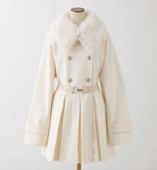  「ウエストベルト付きフェイクファー襟ミドルコート」|その他|