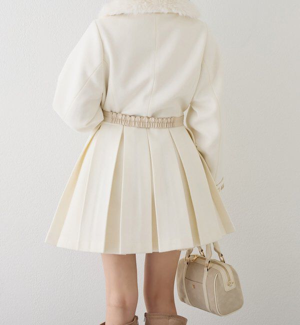  「ウエストベルト付きフェイクファー襟ミドルコート」|その他|