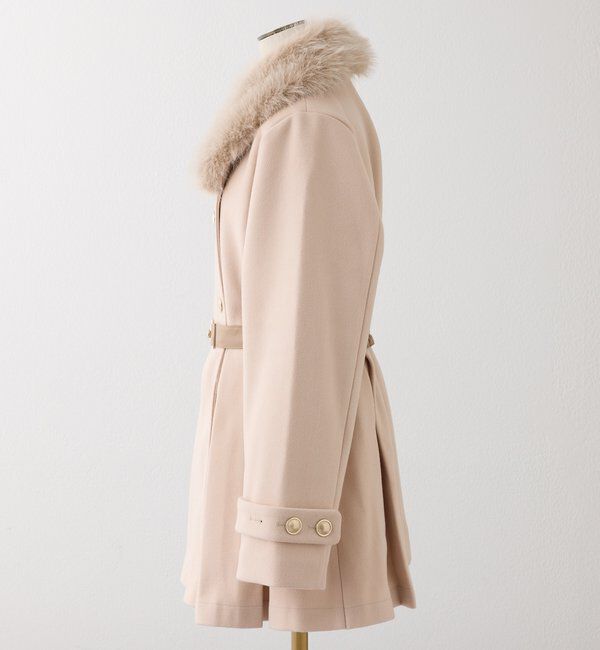  「ウエストベルト付きフェイクファー襟ミドルコート」|その他|