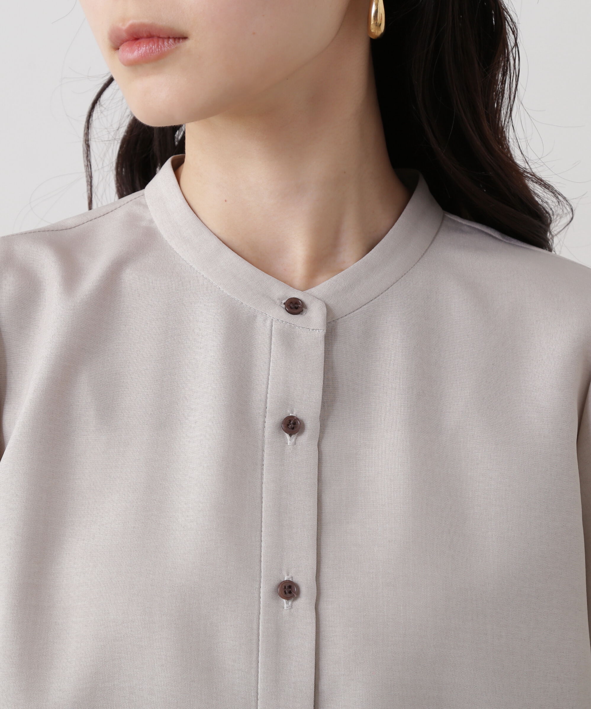  「リネンライク切替スリーブブラウス」|シャツ・ブラウス|