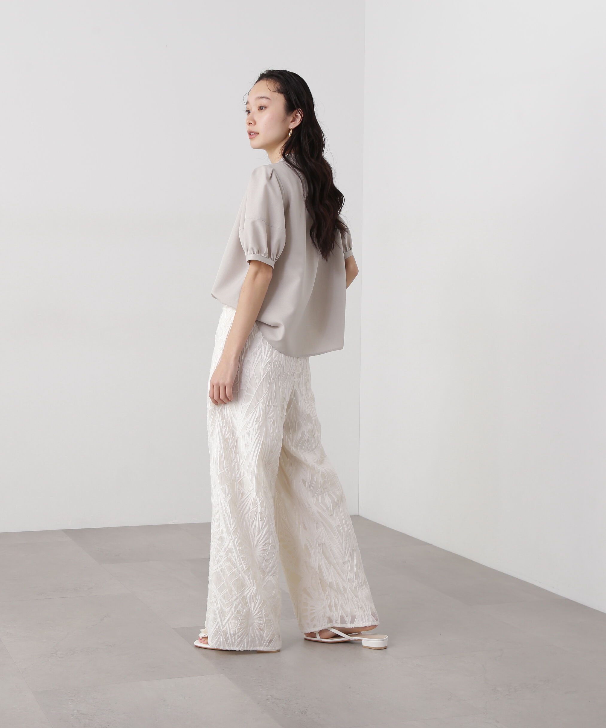  「リネンライク切替スリーブブラウス」|シャツ・ブラウス|