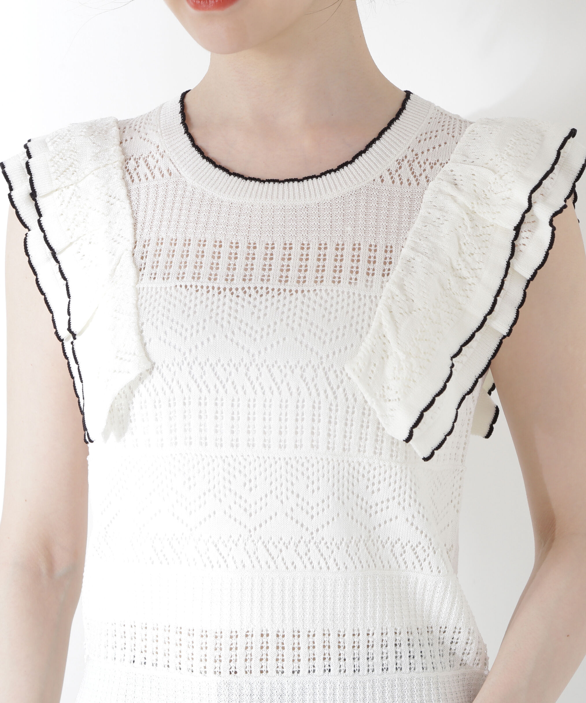 PROPORTION BODY DRESSING「透かし柄フリルニット」|ニット・セーター|