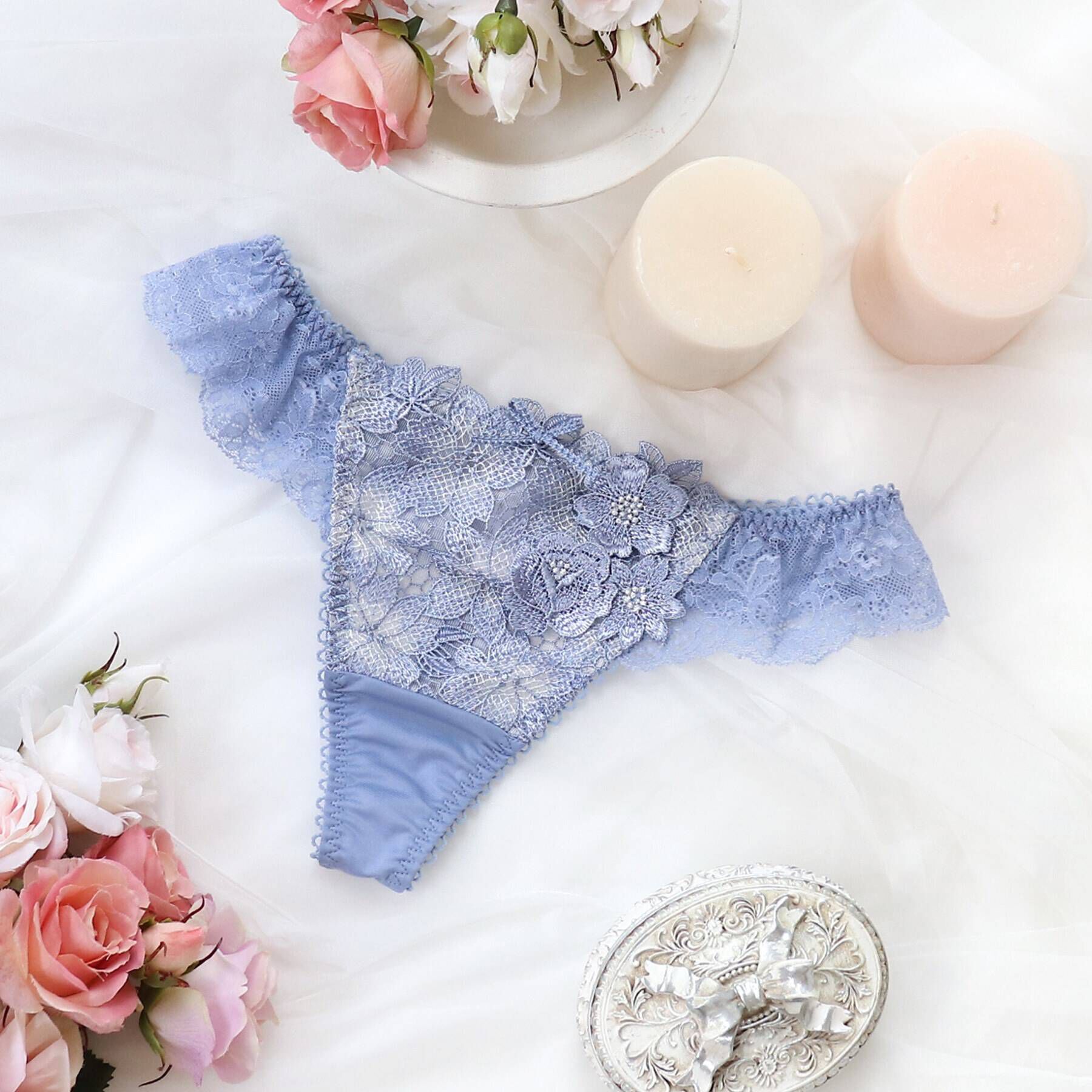 Risa Magli「セリーナ Tバックショーツ」|インナー|ブルー(090)