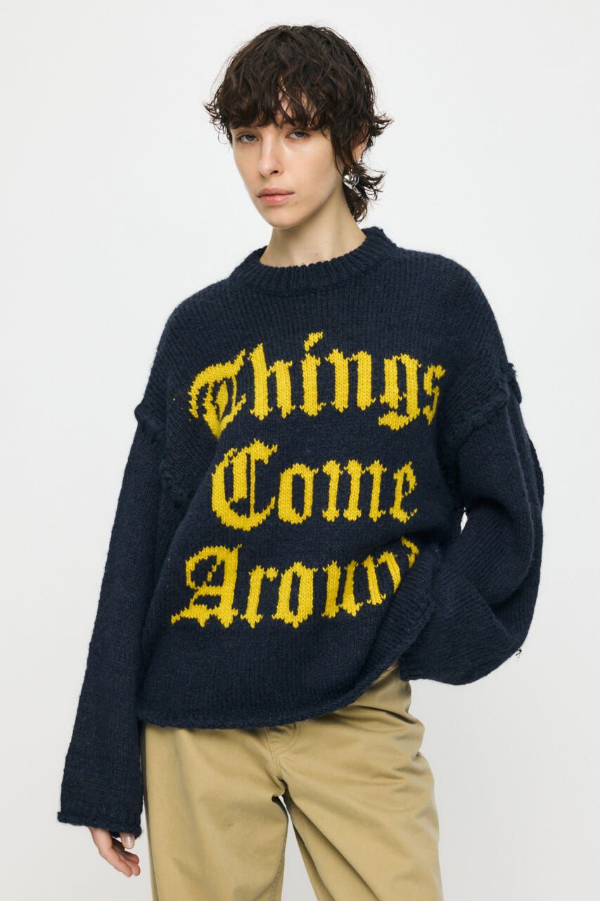MOUSSY「JACQUARD WORD セーター」|ニット・セーター|NVY