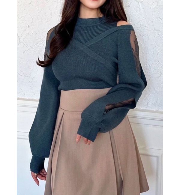 RESEXXY「レイヤードデザインニット」|ニット・セーター|グリーン