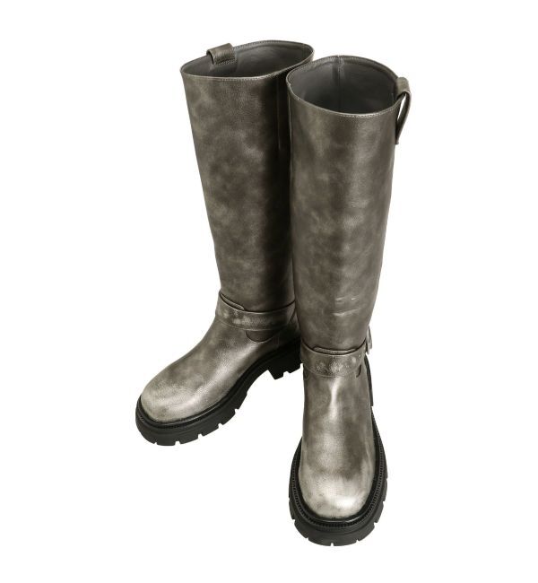 EMODA「ヴィンテージライクロングブーツ」|ロングブーツ|シルバー