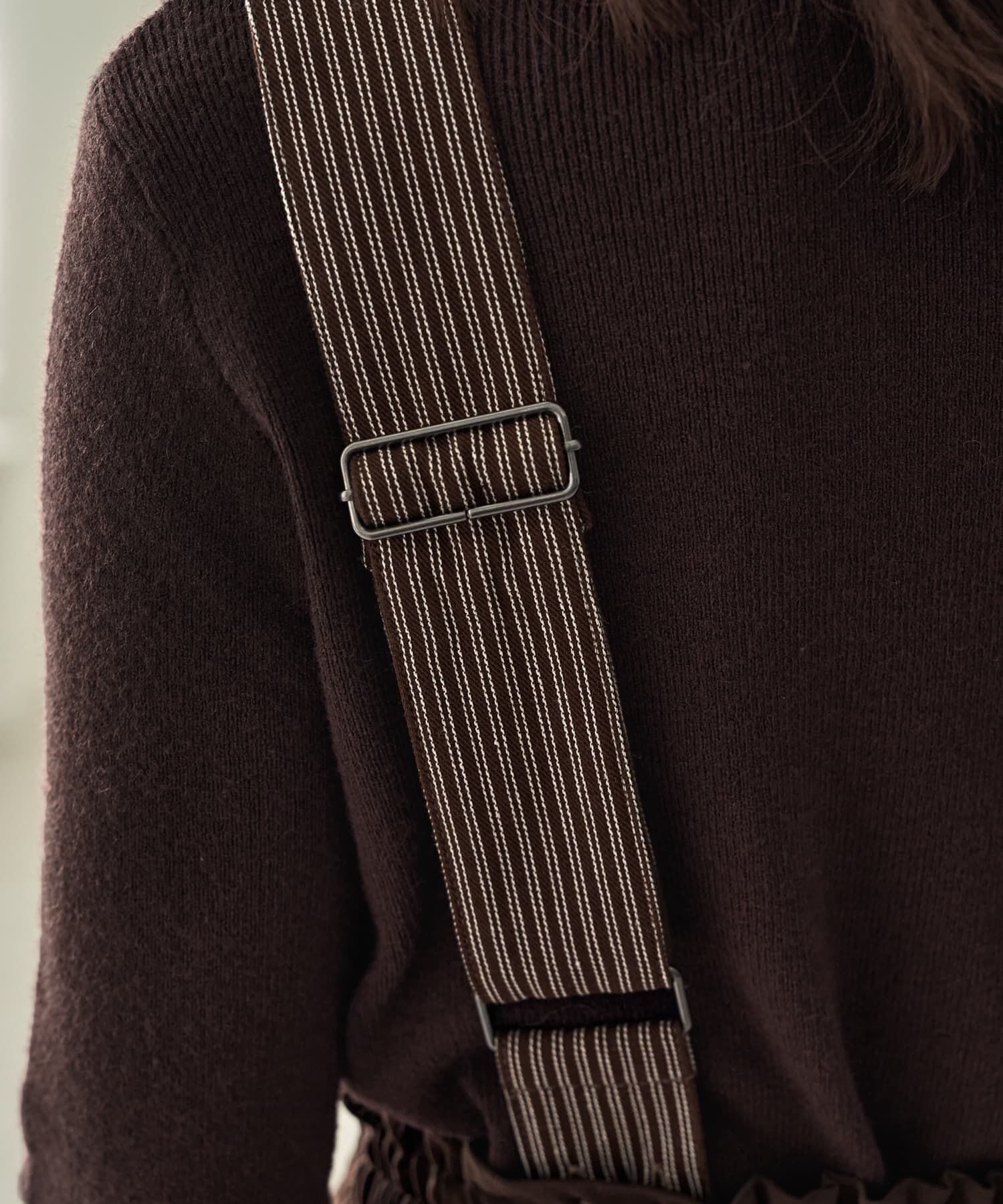 STYLE DELI「ストライプ生地サスペンダー付きコクーンスカート」|台形|