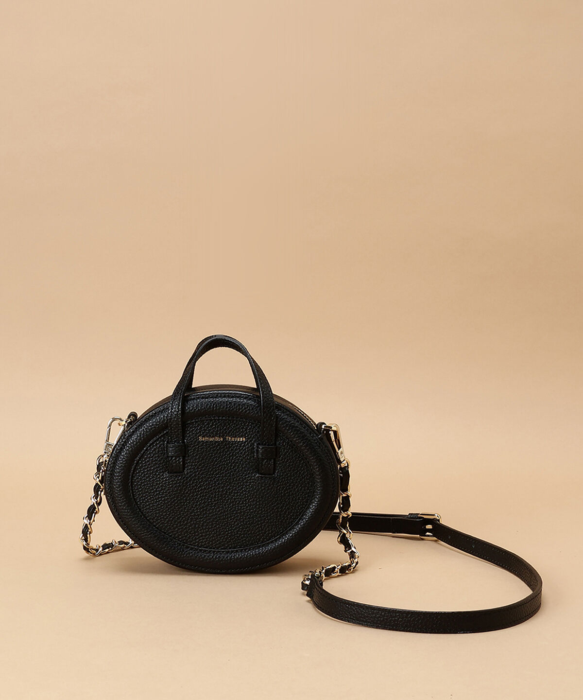 Samantha Thavasa「シンプルサークル型 レザーミニショルダーバッグ」|ショルダー・メッセンジャー|ブラック