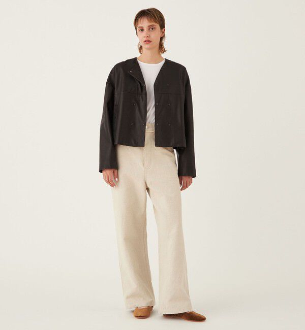 GALERIE VIE「ゴートレザー ショートジャケット」|ノーカラージャケット|