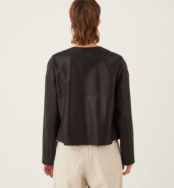 GALERIE VIE「ゴートレザー ショートジャケット」|ノーカラージャケット|