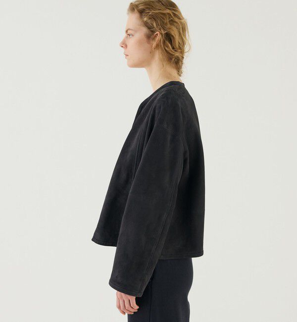 GALERIE VIE「ゴートスウェード ボックスジャケット」|ノーカラージャケット|