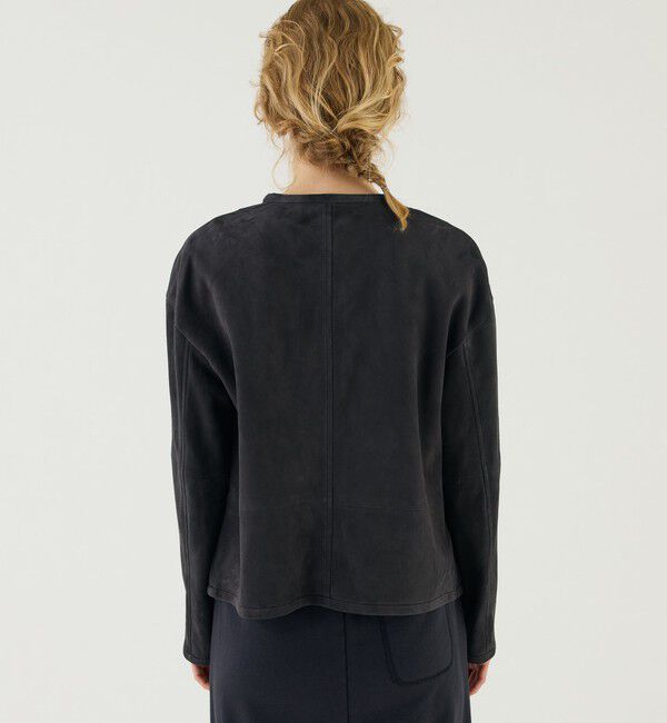 GALERIE VIE「ゴートスウェード ボックスジャケット」|ノーカラージャケット|