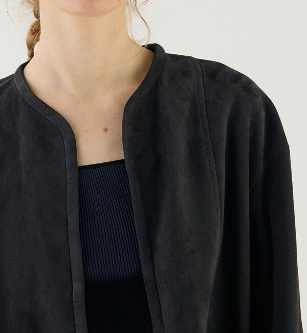 GALERIE VIE「ゴートスウェード ボックスジャケット」|ノーカラージャケット|