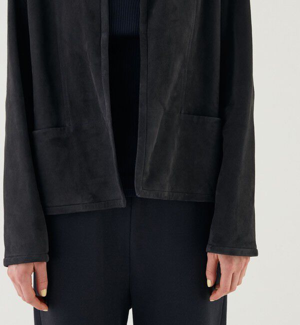 GALERIE VIE「ゴートスウェード ボックスジャケット」|ノーカラージャケット|
