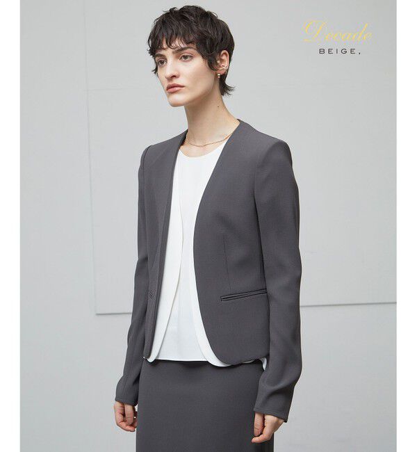 BEIGE,「CINDY / ダブルカラージャケット」|ノーカラージャケット|C.Gray&times;White